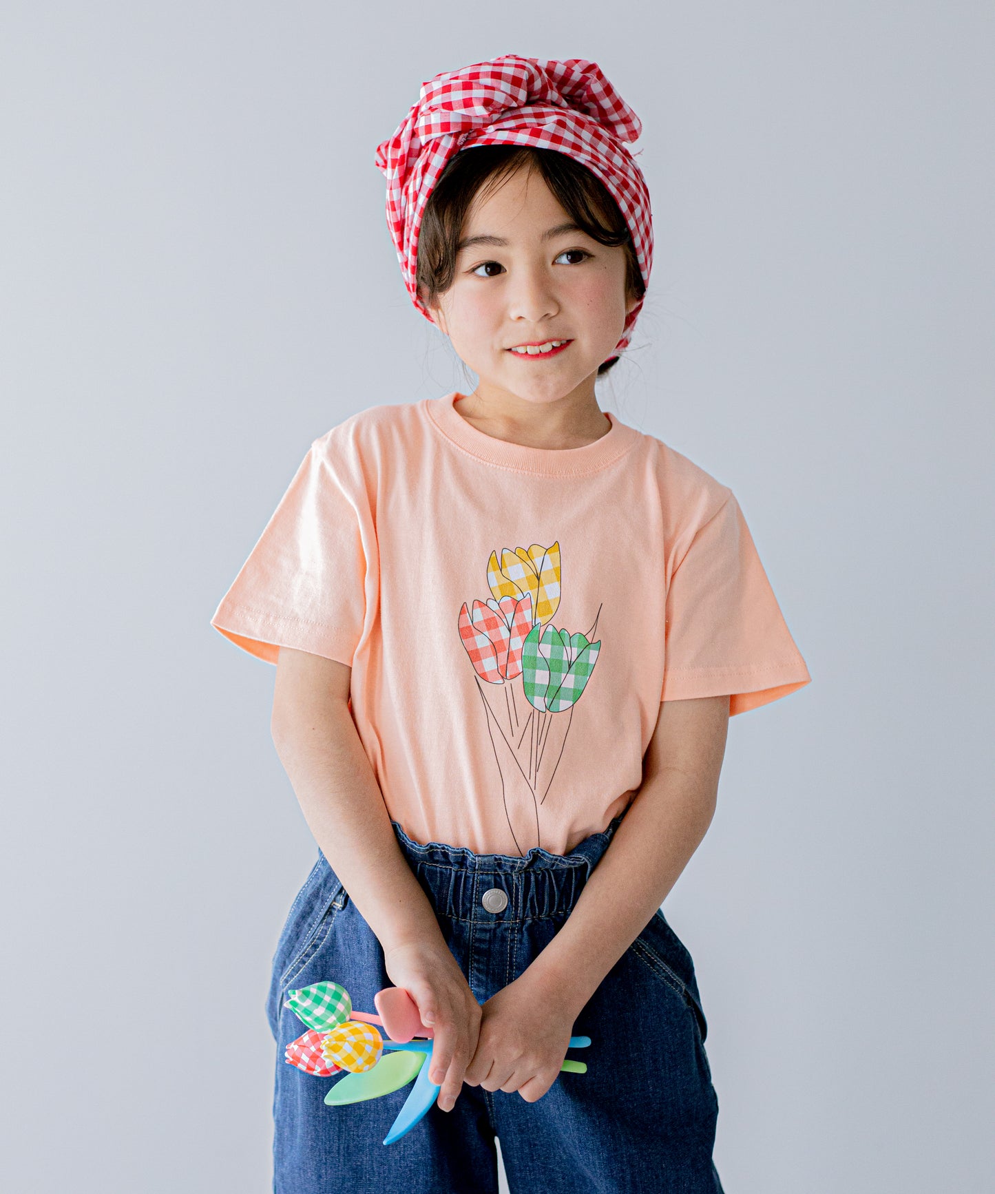 ギンガムチェックチューリップTシャツ