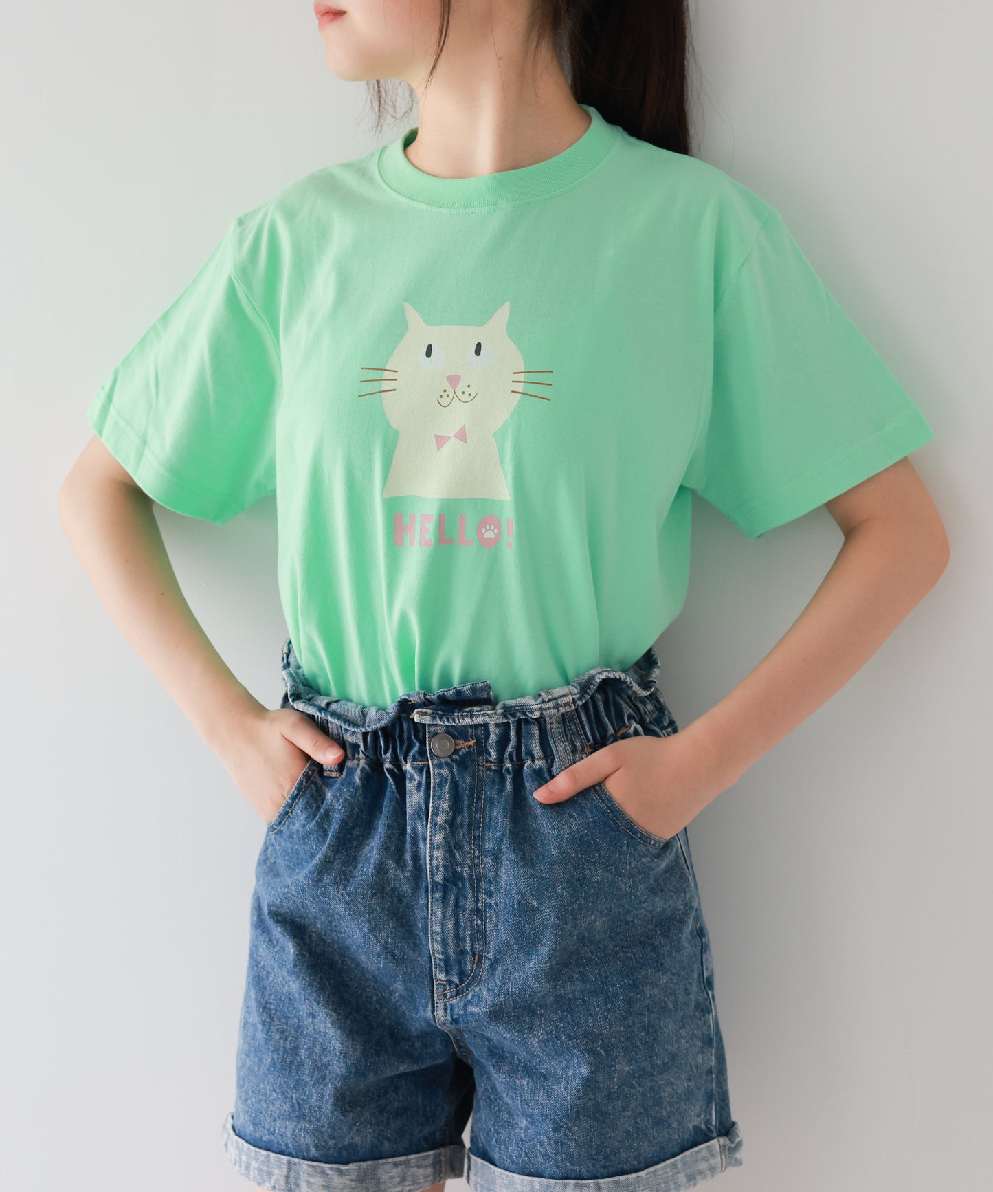 HELLOにゃんこTシャツ ladies