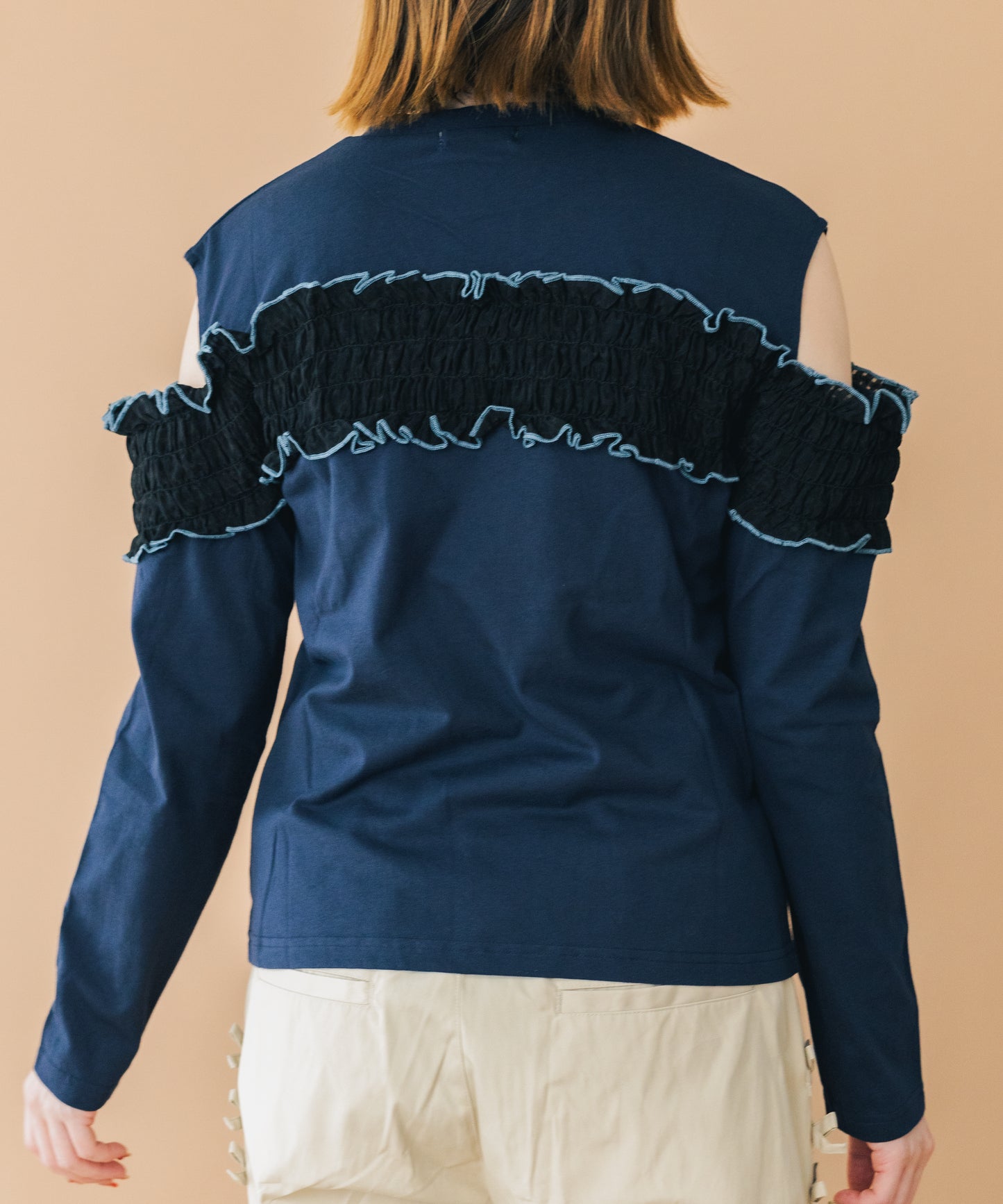ウェーブシャーリングオフショルダーT ladies