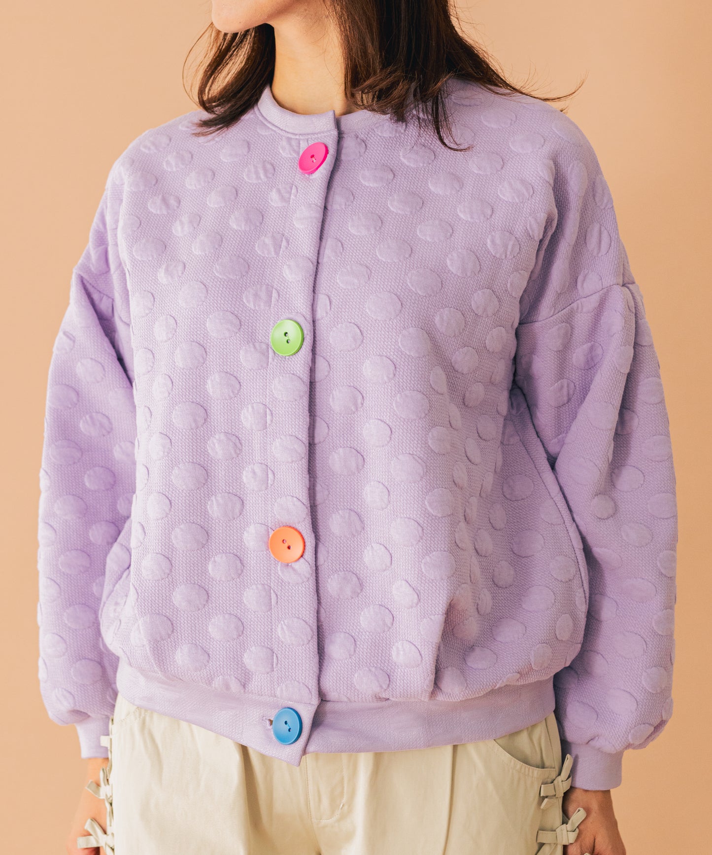 ぽこぽこドットカーディガン ladies