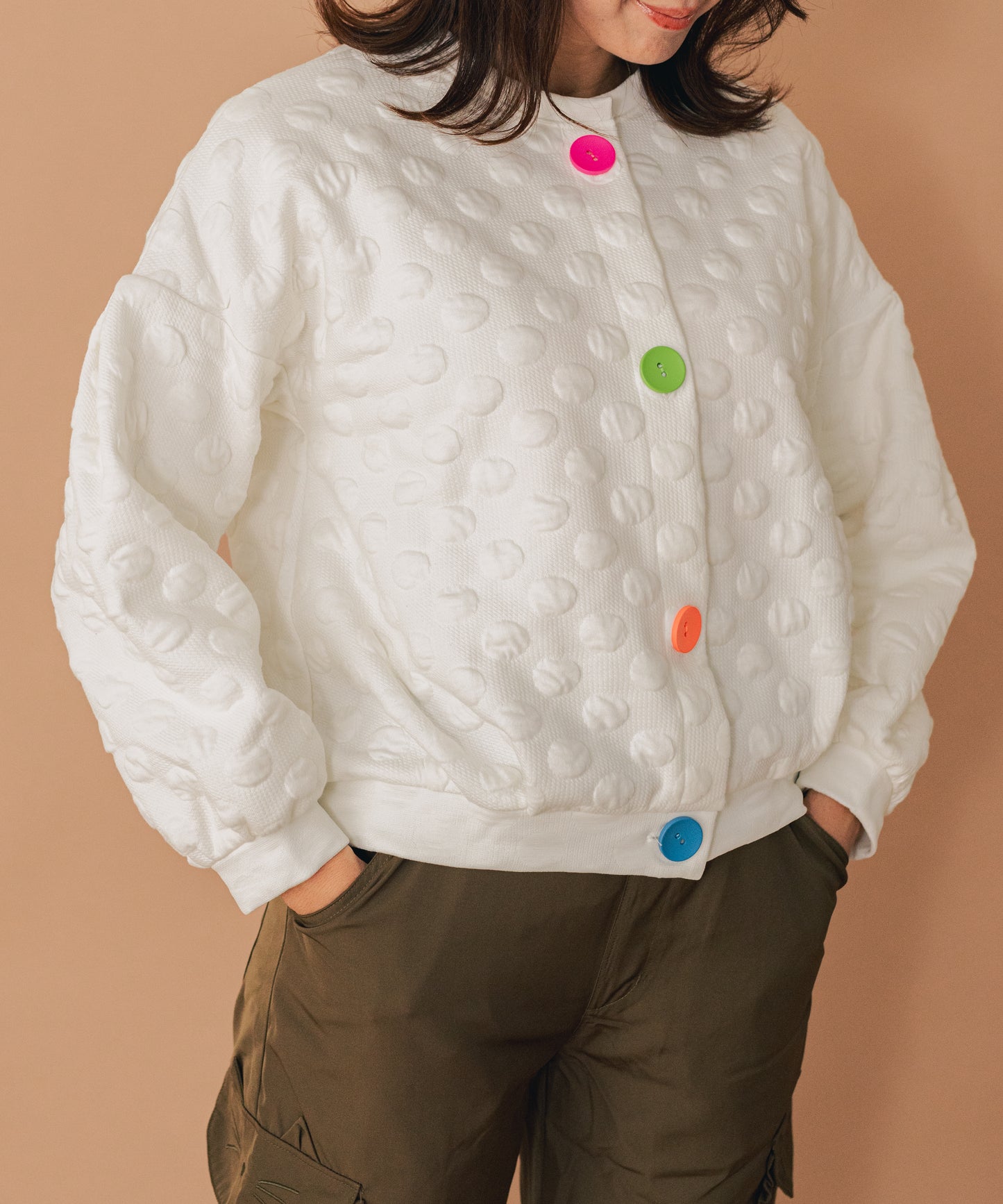 ぽこぽこドットカーディガン ladies