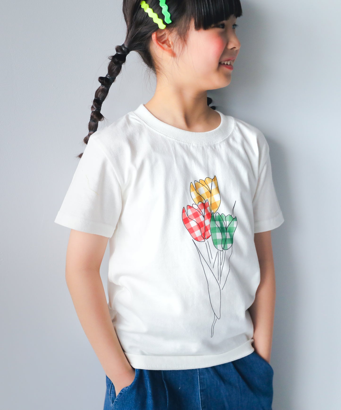 ギンガムチェックチューリップTシャツ