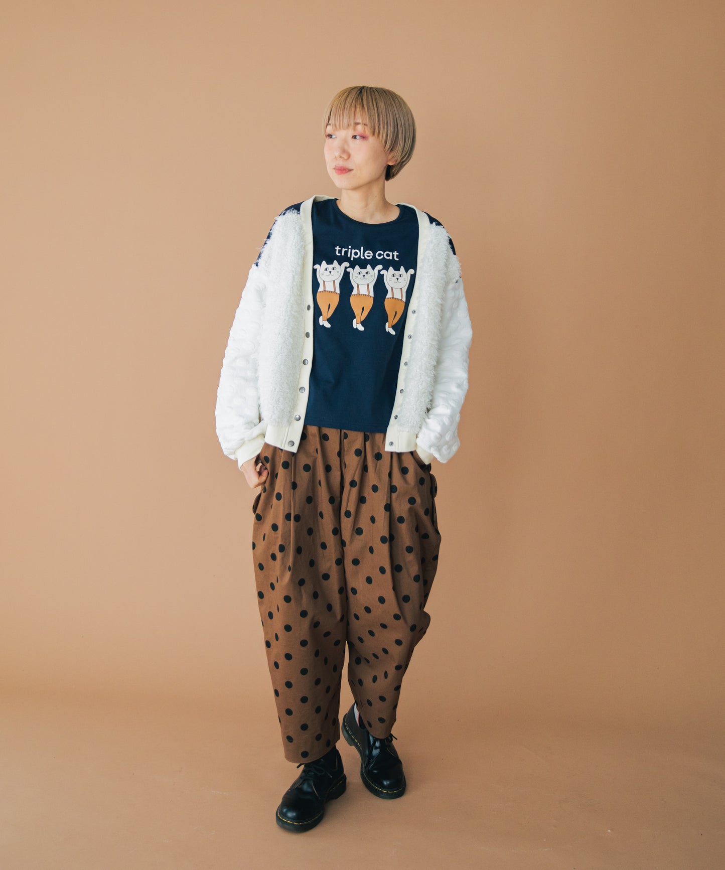 ボアドッキングカーディガン ladies