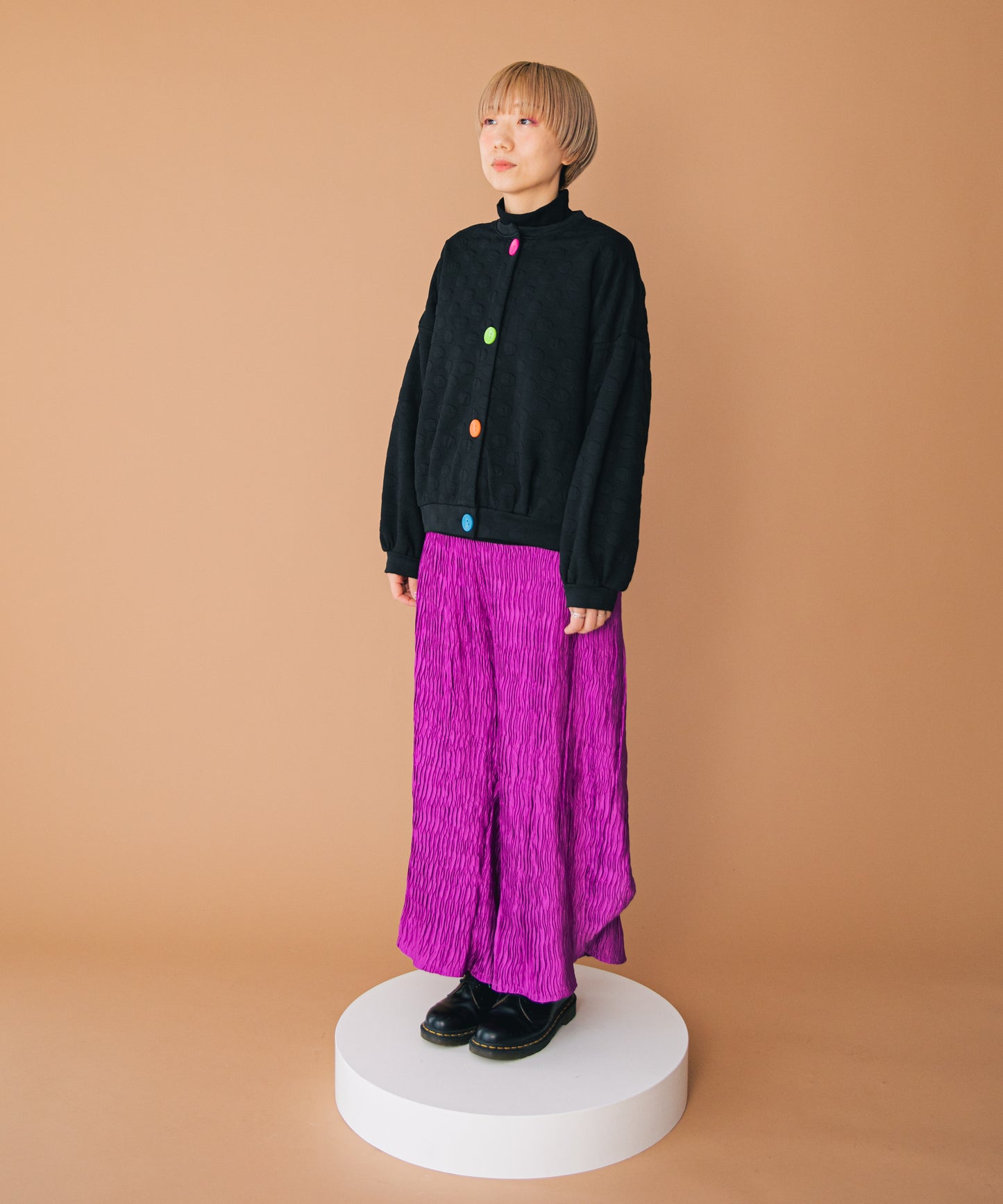 ぽこぽこドットカーディガン ladies
