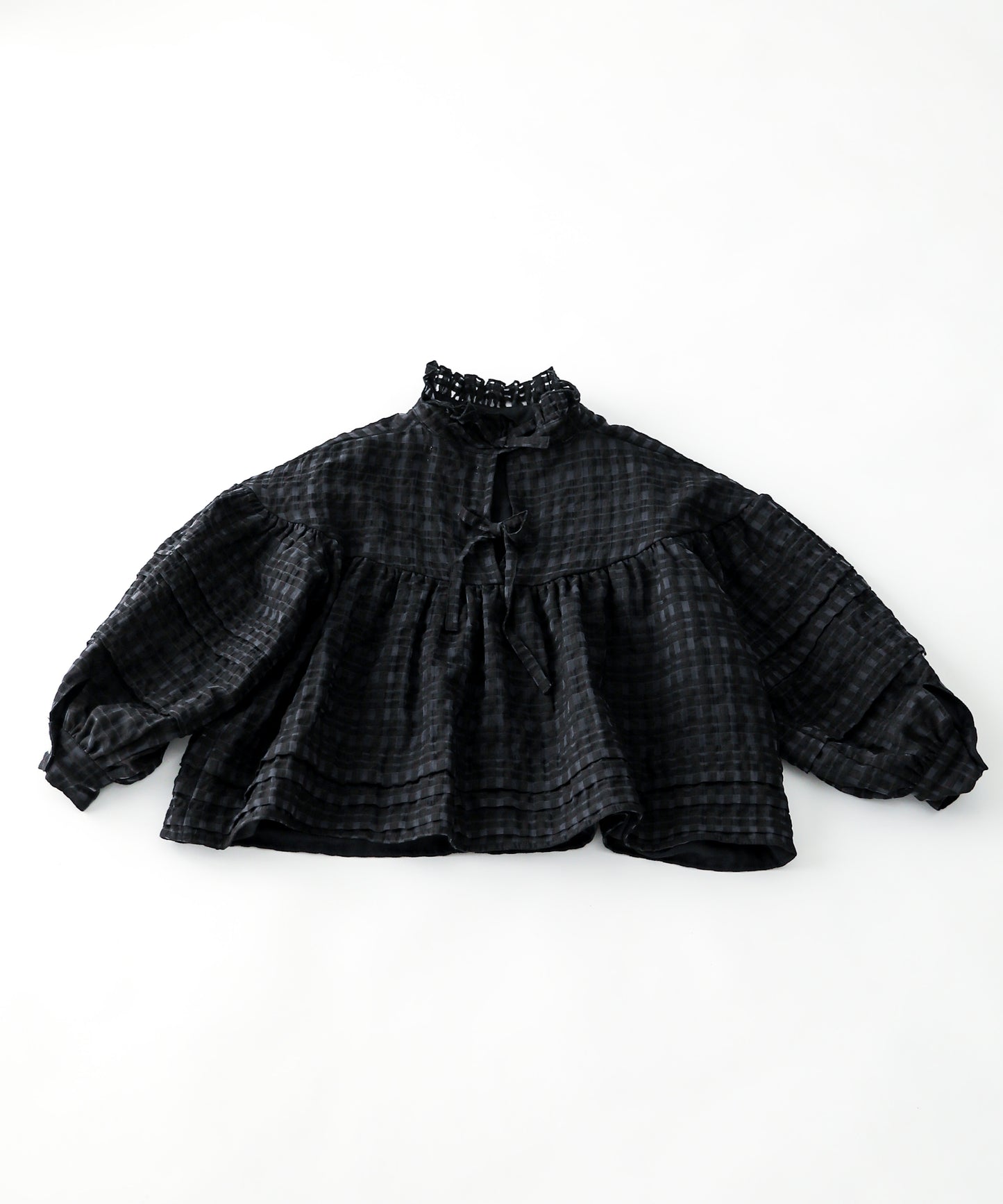 シースルーチェックバックリボンブラウス ladies