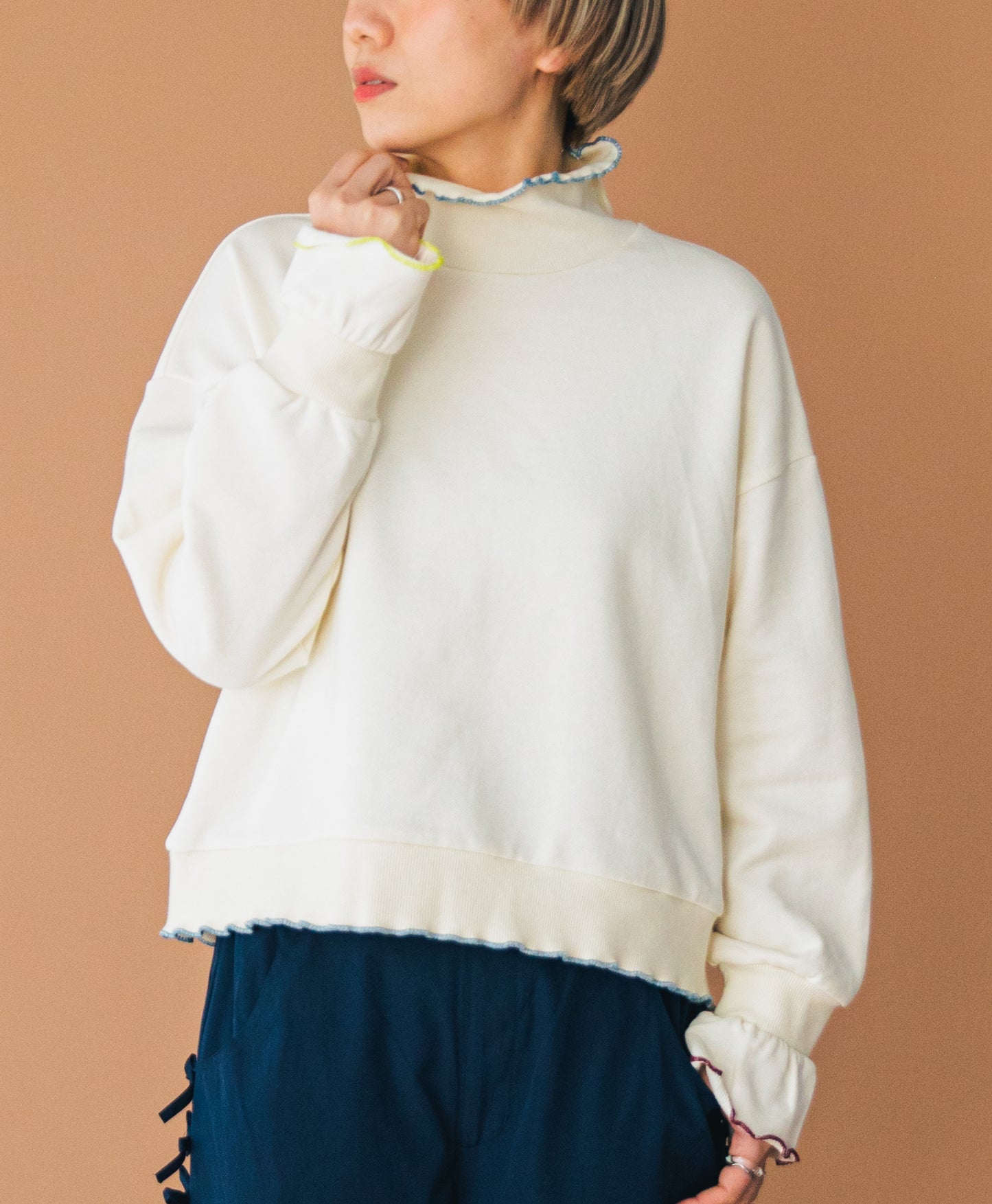 配色メローハイネックトレーナー ladies
