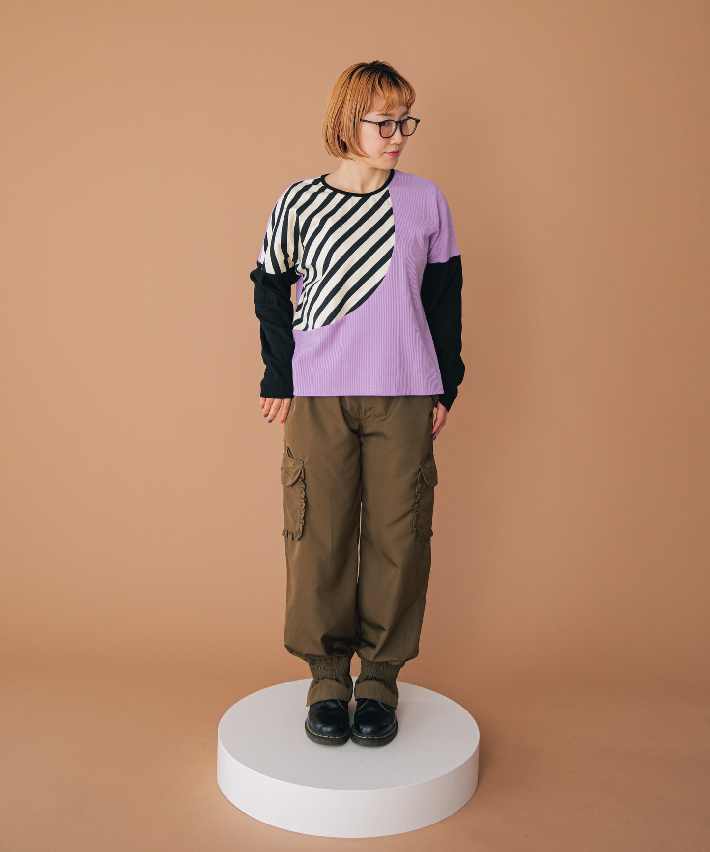 ボーダーきりかえロンT ladies