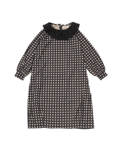 チェック柄コクーンワンピース  [243-0105-1]