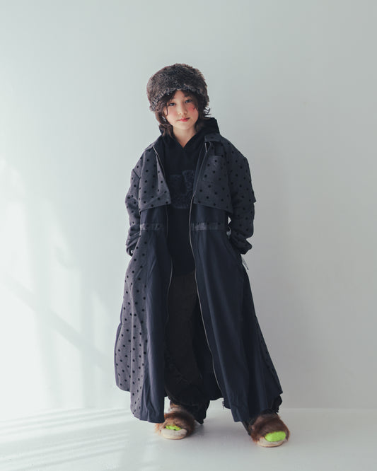 フロッキードットzipperジャケットワンピース   [352-0102-1]