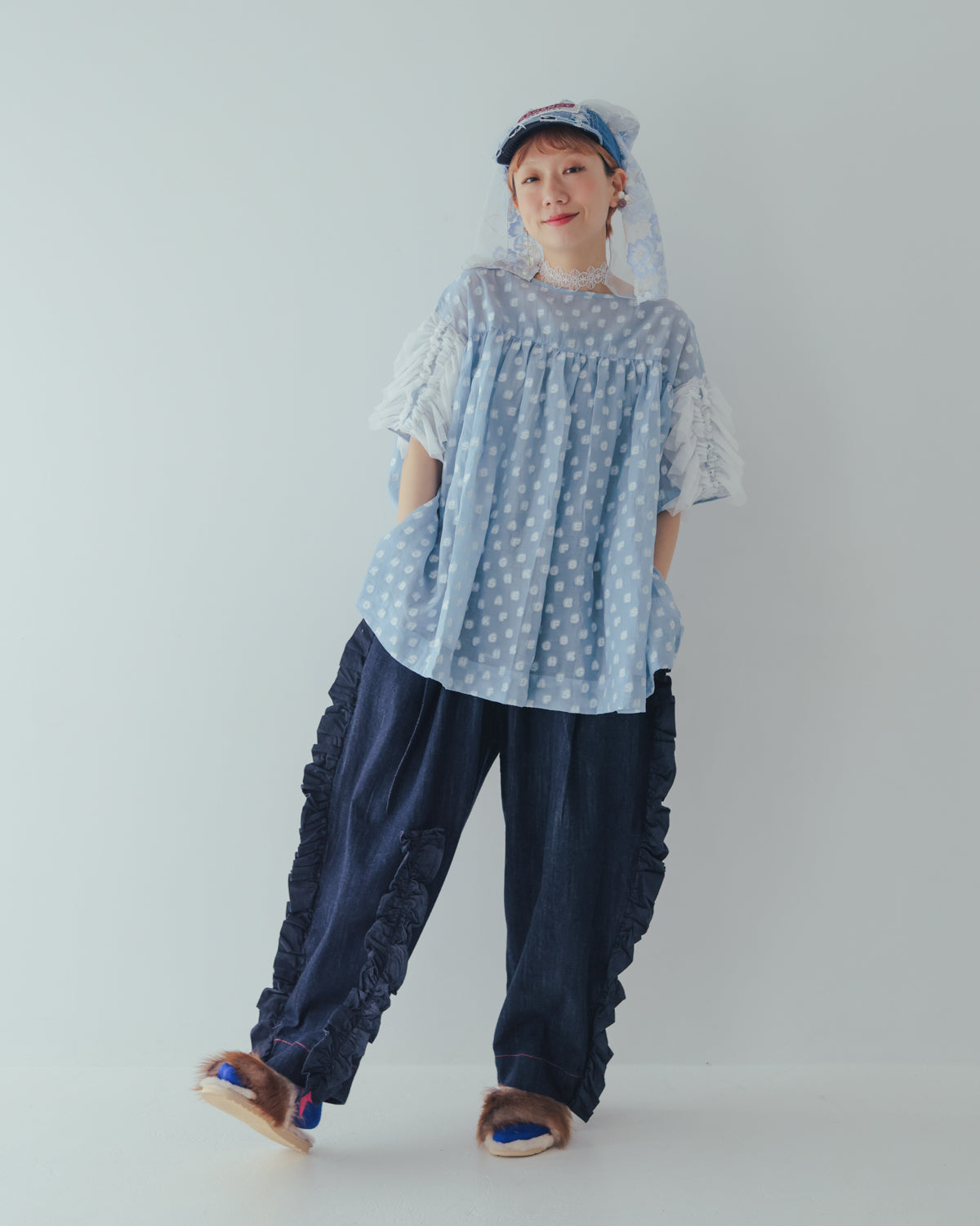 ユニカデニムフリルパンツ 　[062-0901-2]