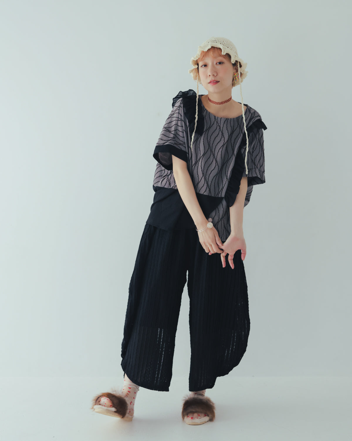 ウェーブライン切替カットソー  ladies  [251-0608-2]