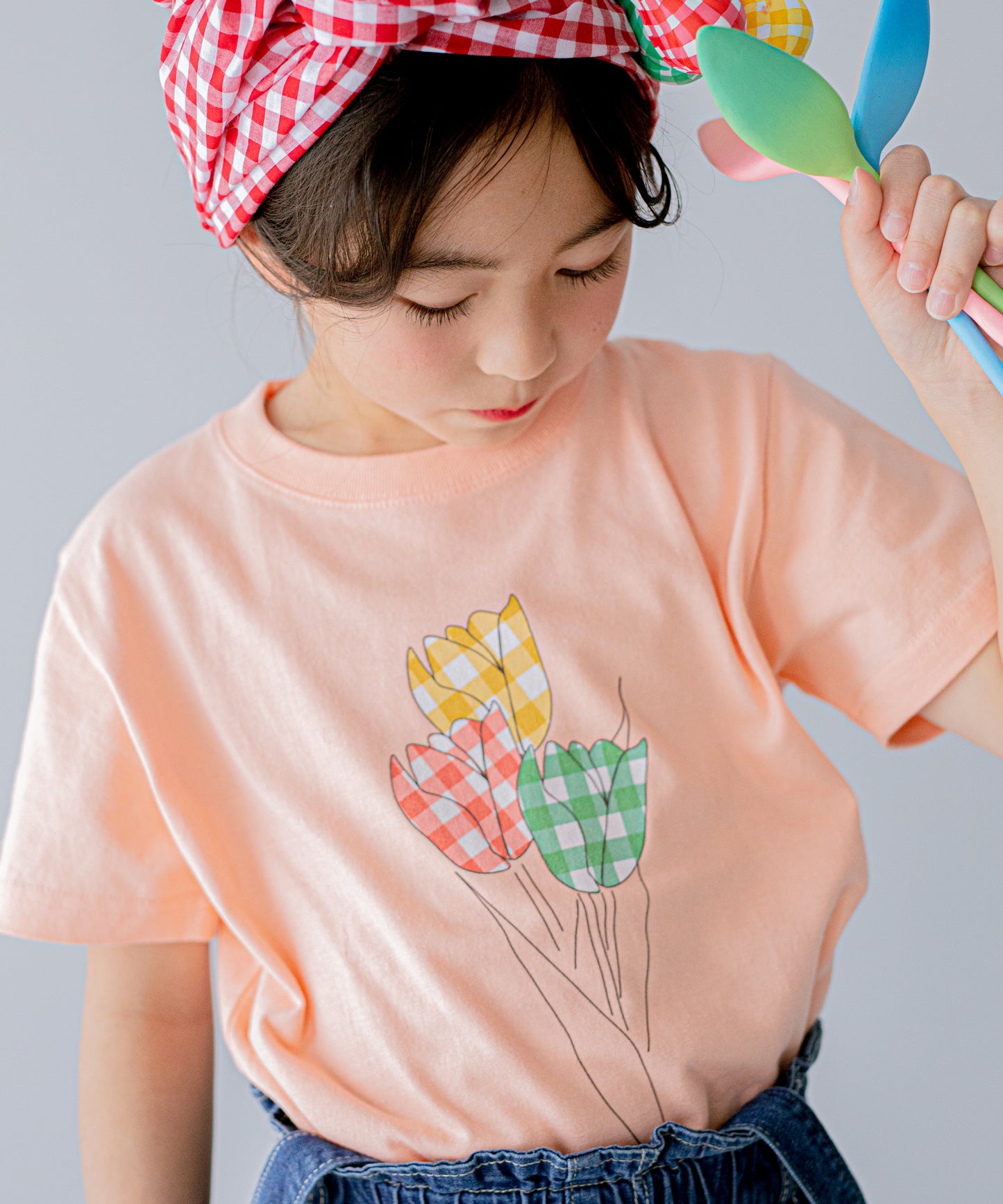 ギンガムチェックチューリップTシャツ