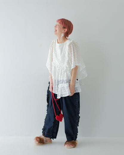 予約販売【再々販決定！】ユニカデニムフリルパンツ  [062-0901-2]