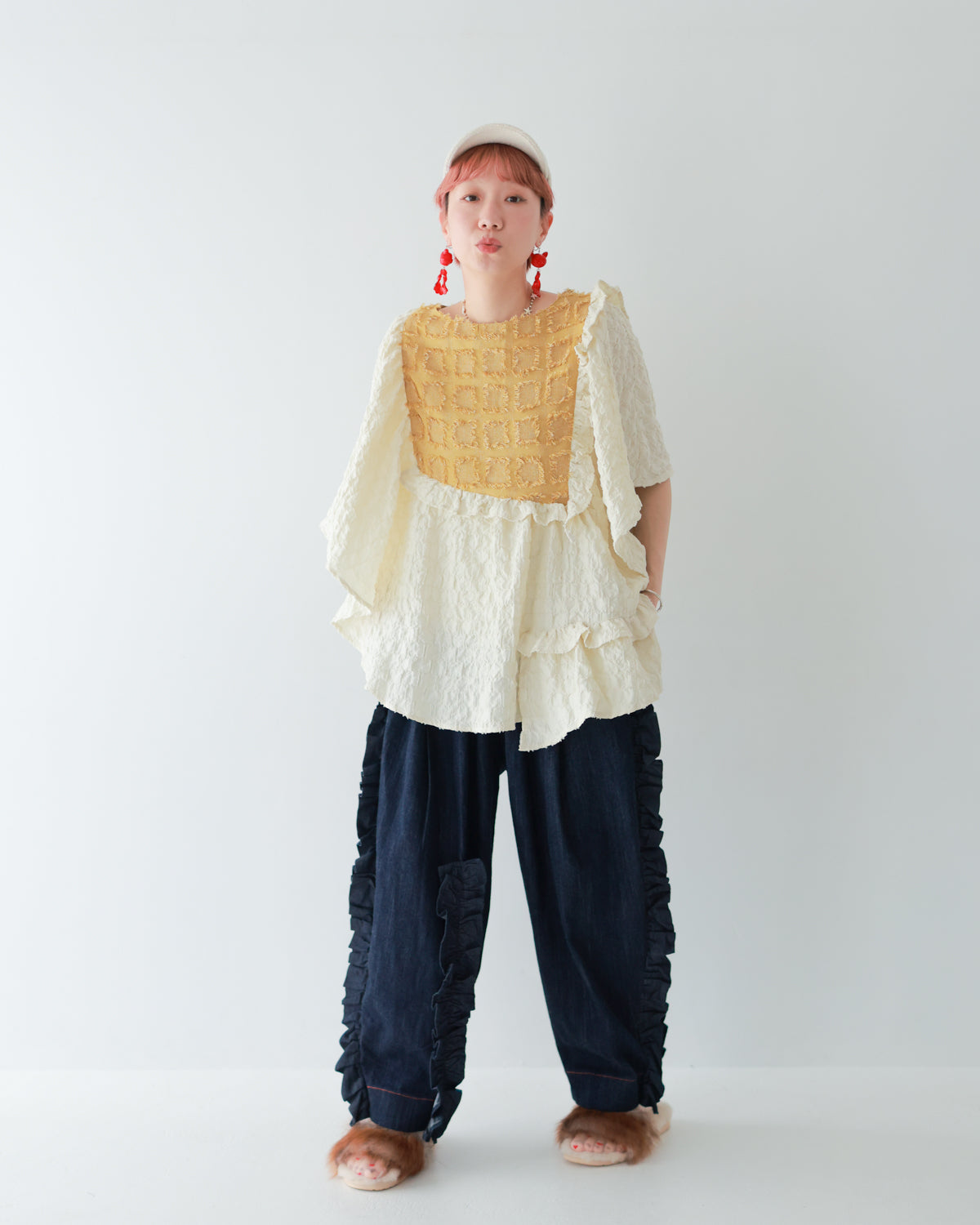 予約販売【再々販決定！】ユニカデニムフリルパンツ  [062-0901-2]