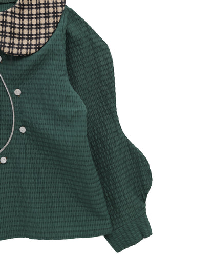 ウェービースリーブシルバーラインシャツ　 [243-0601-1]