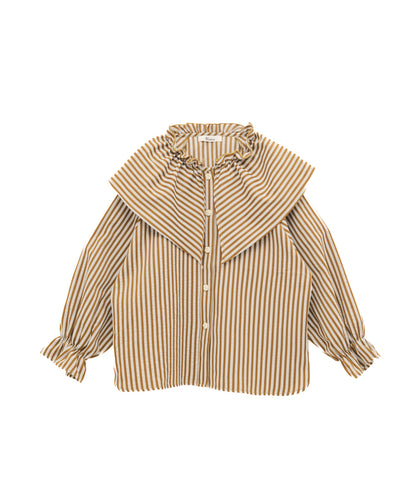 ビック三角襟ストライプ柄シャツ　[243-0605-2]