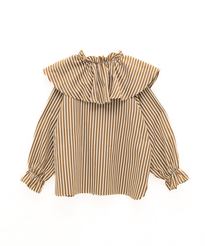 ビック三角襟ストライプ柄シャツ　[243-0605-2]