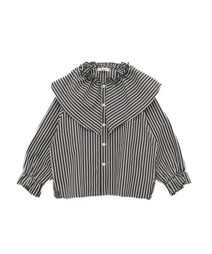 ビック三角襟ストライプ柄シャツ　[243-0605-2]