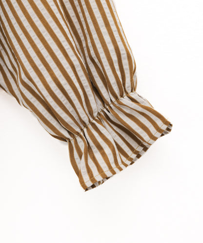 ビック三角襟ストライプ柄シャツ　[243-0605-2]