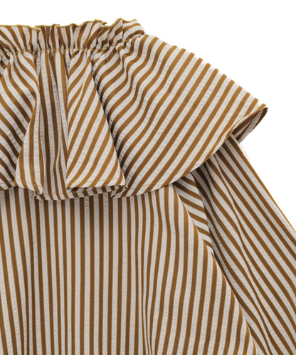 ビック三角襟ストライプ柄シャツ　[243-0605-2]