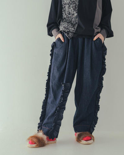 ユニカデニムフリルパンツ 　[062-0901-2]