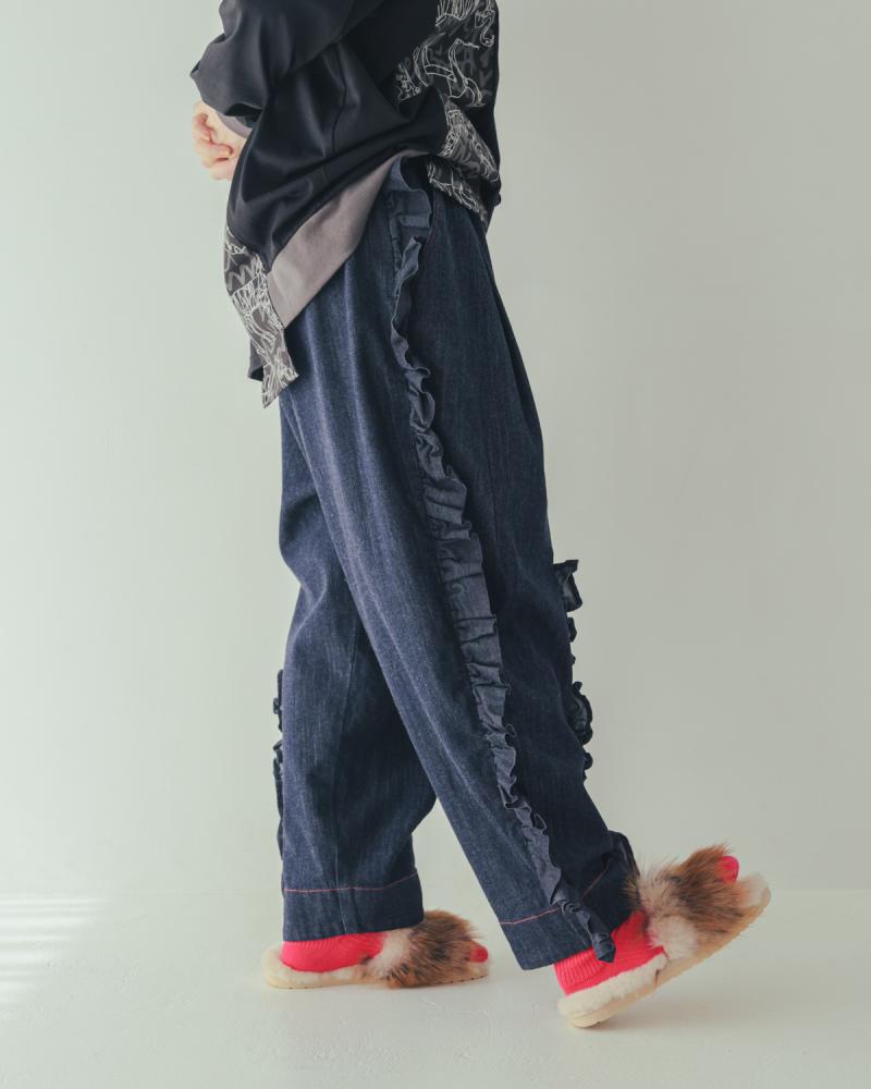 ユニカデニムフリルパンツ 　[062-0901-2]