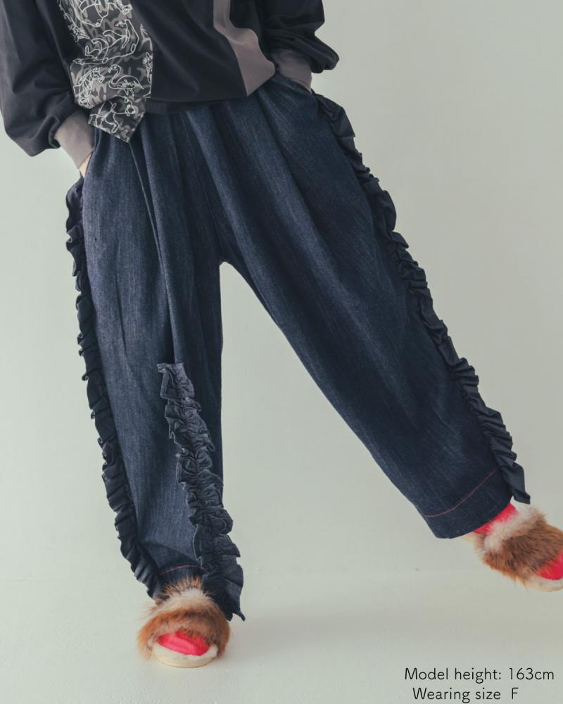ユニカデニムフリルパンツ 　[062-0901-2]