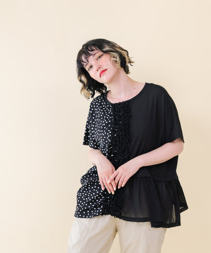 ドッキングフリルドットブラウス ladies  [251-0601-2]