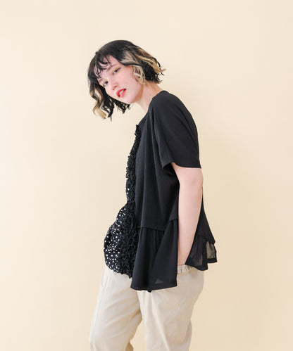 ドッキングフリルドットブラウス ladies  [251-0601-2]