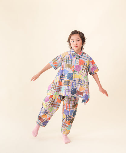アートプリント柄Bigシャツ  [251-0611-1]