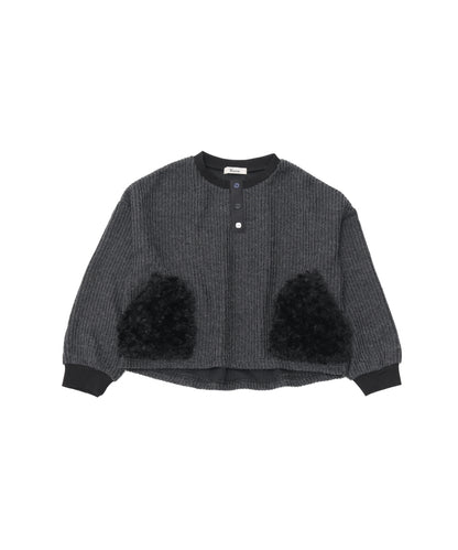 ボアポケットニット風ヘンリーネックプルオーバー　[243-0701-1]