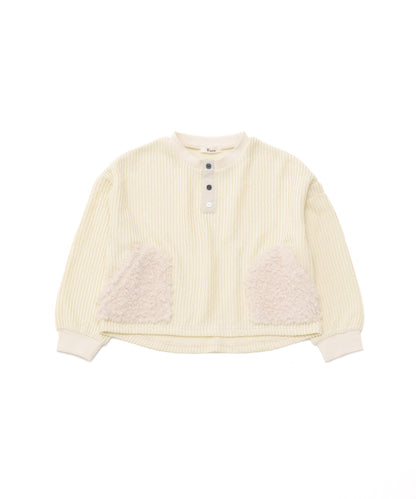 ボアポケットニット風ヘンリーネックプルオーバー　[243-0701-1]