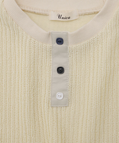 ボアポケットニット風ヘンリーネックプルオーバー　[243-0701-1]