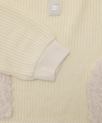 ボアポケットニット風ヘンリーネックプルオーバー　[243-0701-1]