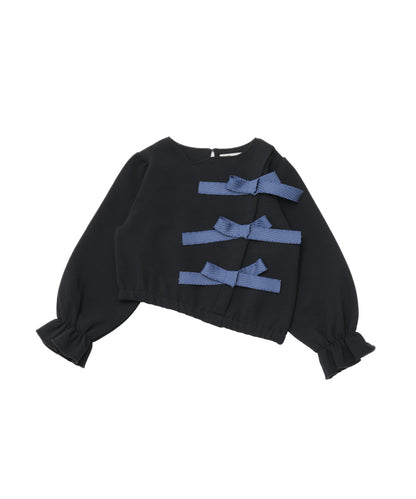 アシメサイドリボン付きダンボールニットカットソー　[243-0702-1]