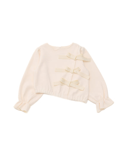 アシメサイドリボン付きダンボールニットカットソー　[243-0702-1]