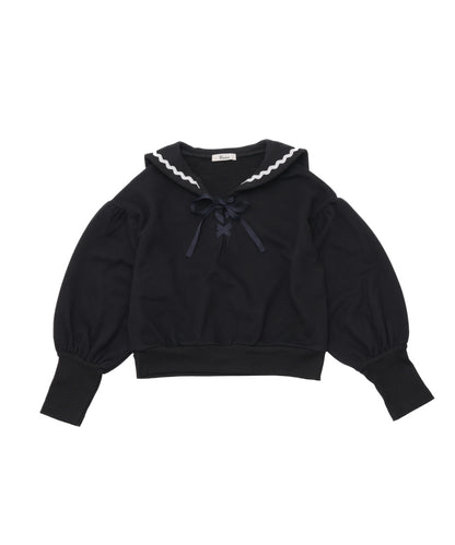 セーラーカラーアームウォーマー風トレーナー　[243-0705-1]