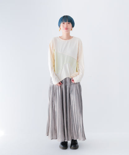 ウェーブパイピング切り替えTシャツ　ladies [243-1506-2]