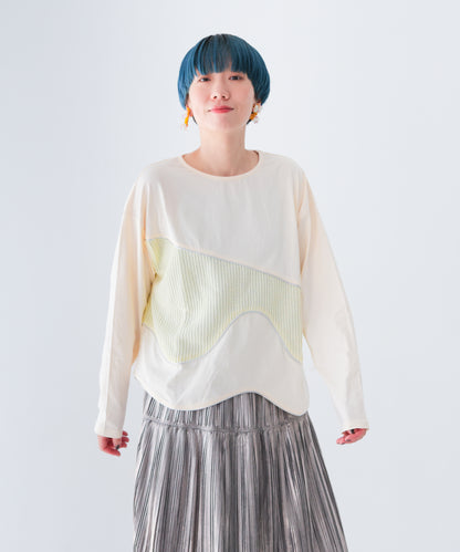 ウェーブパイピング切り替えTシャツ　ladies [243-1506-2]