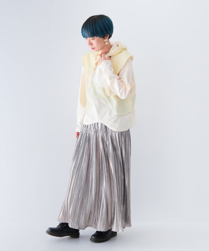 ウェーブパイピング切り替えTシャツ　ladies [243-1506-2]