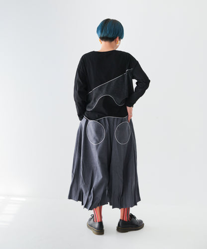 ウェーブパイピング切り替えTシャツ　ladies [243-1506-2]