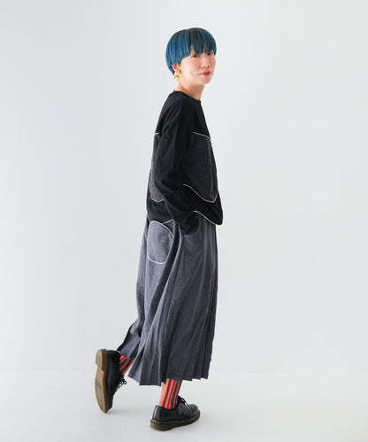 ウェーブパイピング切り替えTシャツ　ladies [243-1506-2]