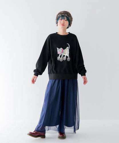 チュールワイドパンツ  ladies [243-0903-2]