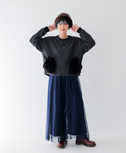 ボアポケットニット風ヘンリーネックプルオーバー 　ladies [243-0701-2]