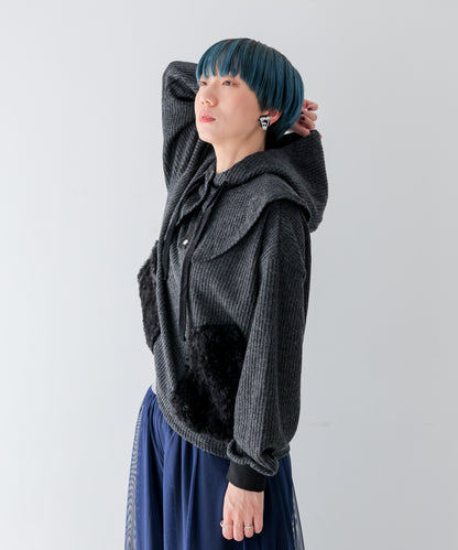 ボアポケットニット風ヘンリーネックプルオーバー 　ladies [243-0701-2]