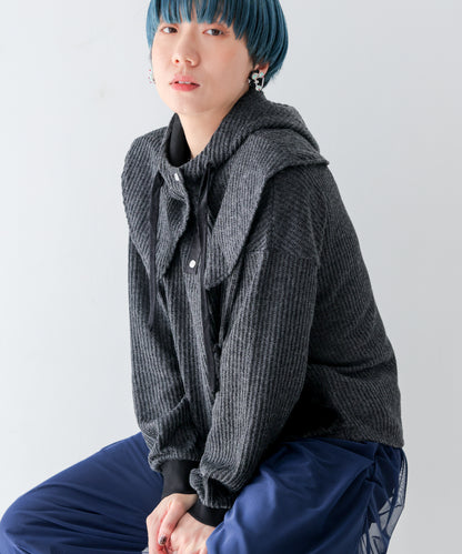 ボアポケットニット風ヘンリーネックプルオーバー 　ladies [243-0701-2]