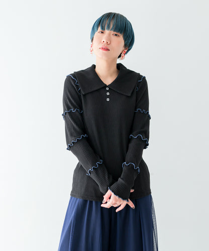 襟付きメロウカットソー　ladies [243-1507-2]