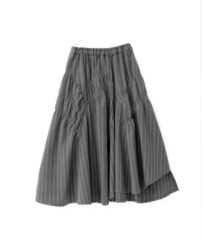 ピンストライプシャーリングギャザースカート[243-1103-1]