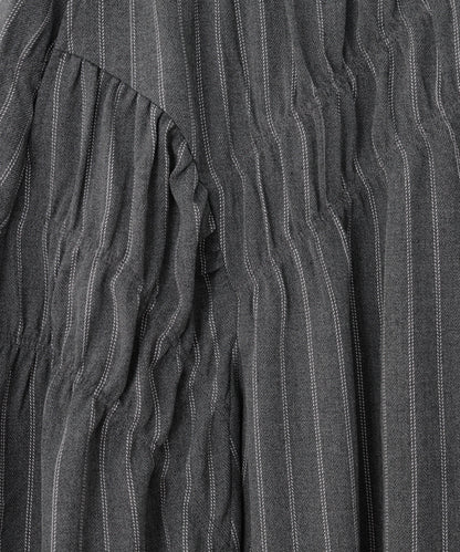 ピンストライプシャーリングギャザースカート[243-1103-1]