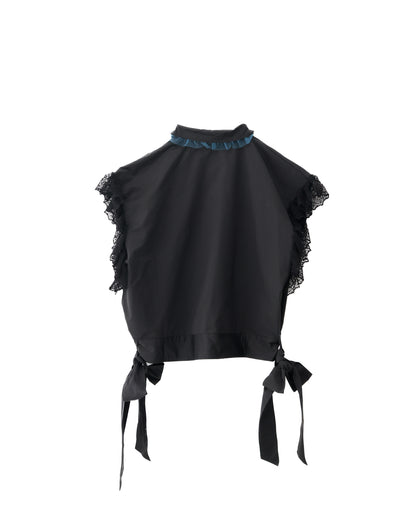 ミリタリーレースリボンベスト(ブラック) リメイク